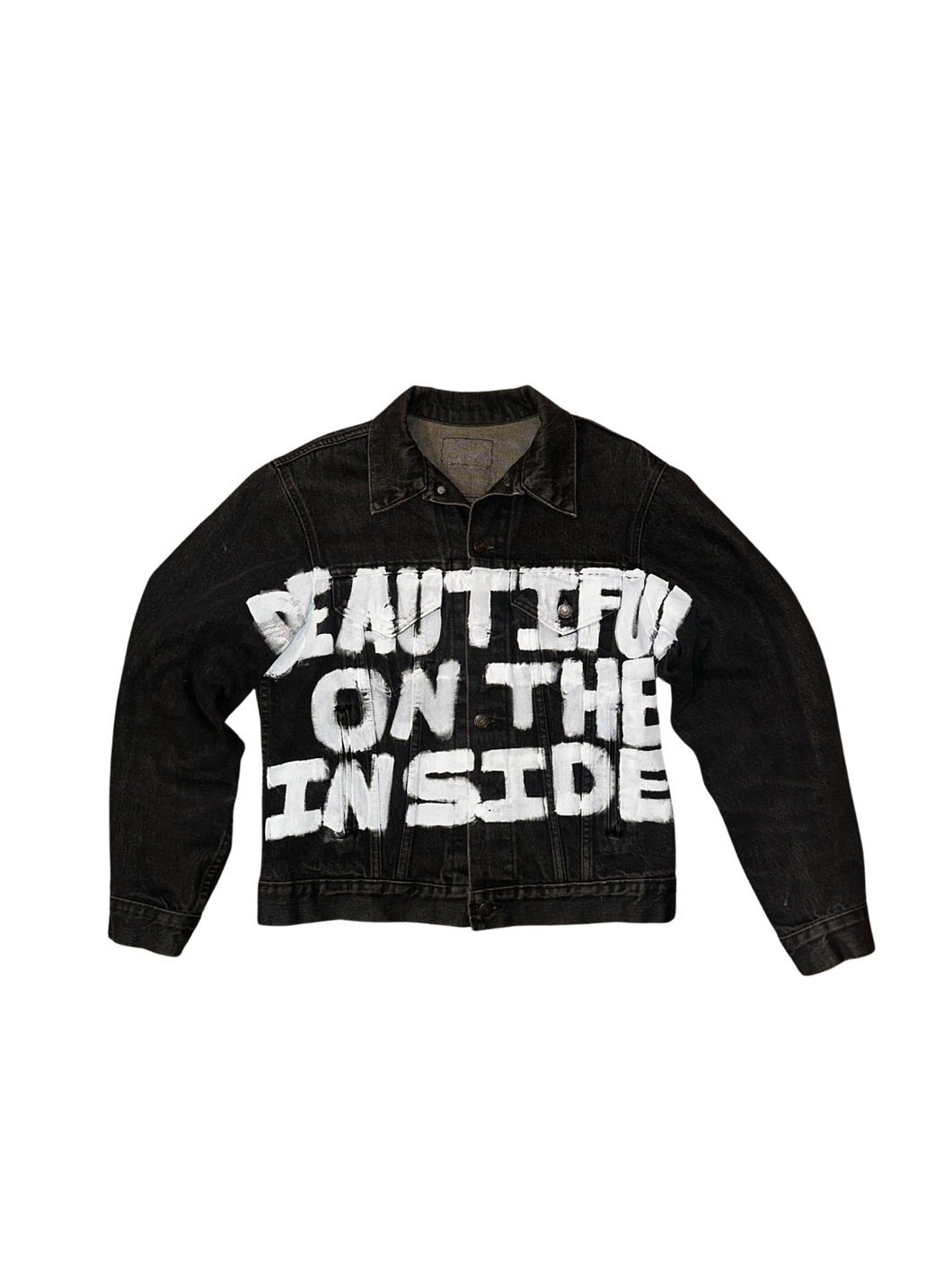 BEAUTIFUL ON THE INSIDE • Black jean jacket (Fits medium)